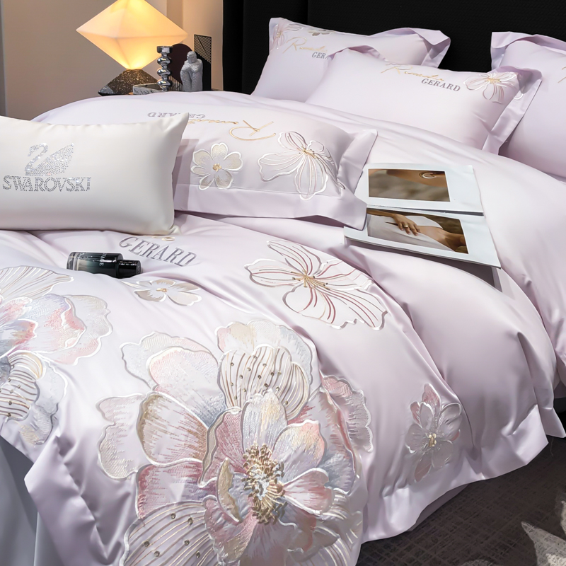 Embroidery Quilt Cover - 4pc High Grade Long-staple Cotton Duvet