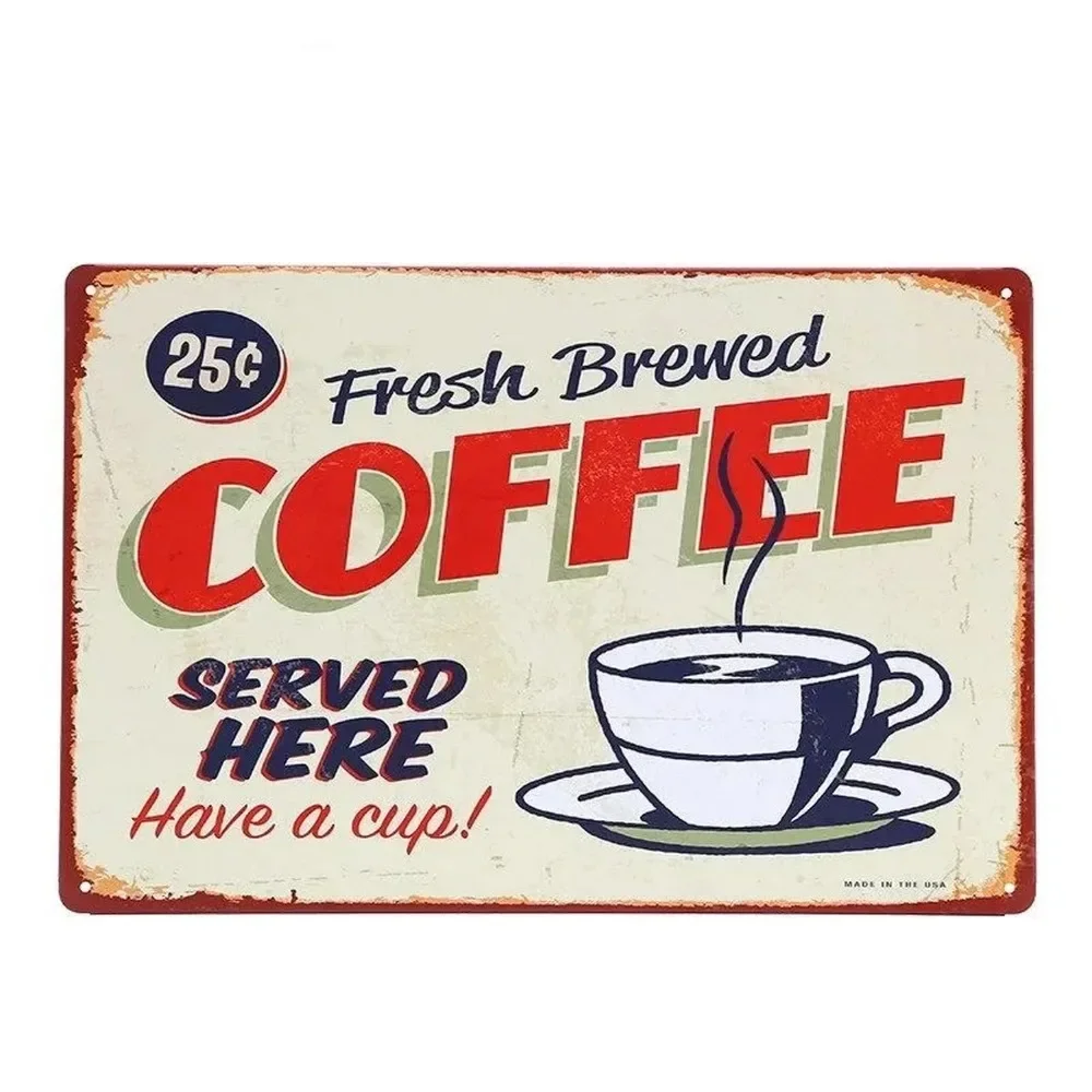 Embroidery Garden - Plaque Metal Signs Drink Coffee Wall