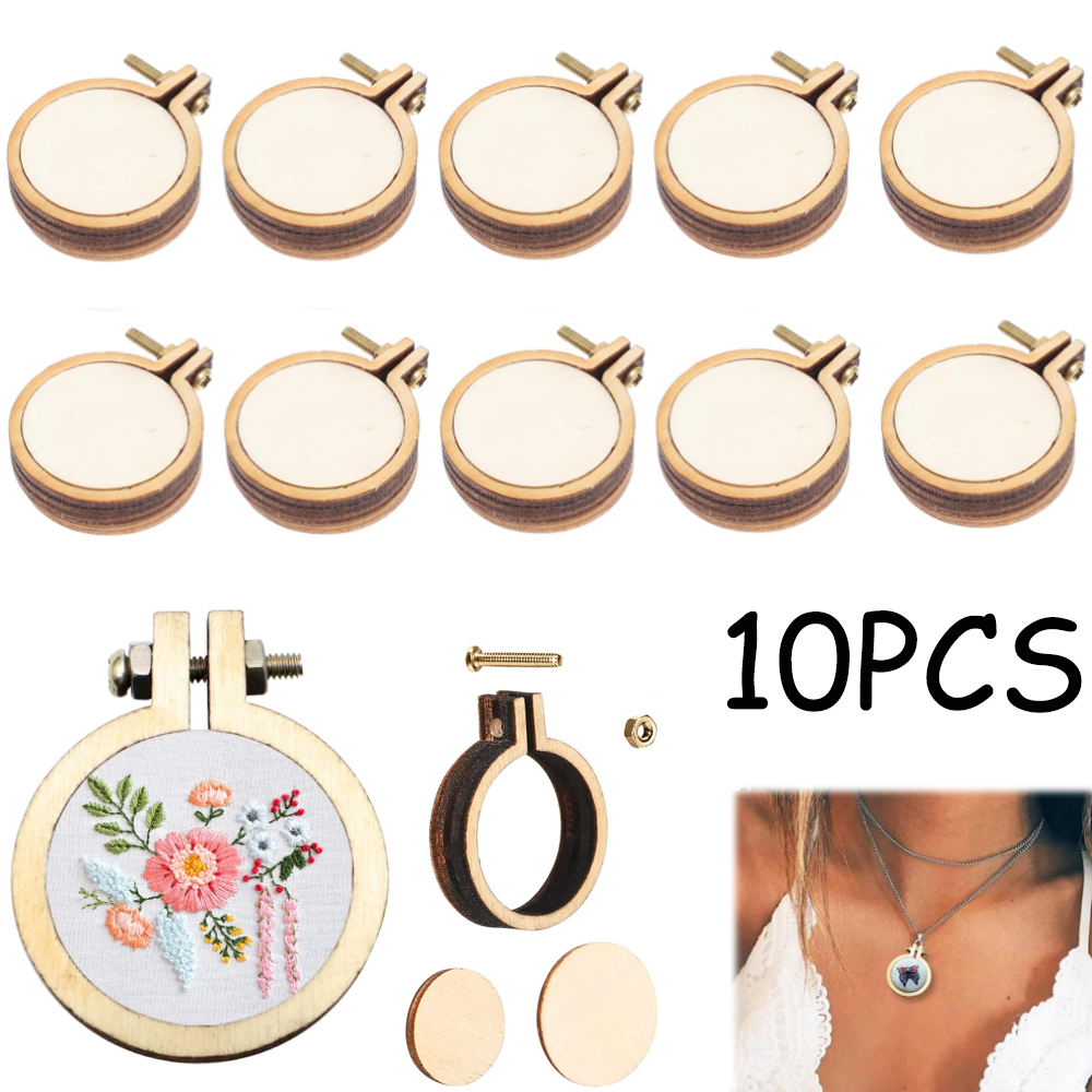 Stitch Marker Ring - 10Pcs/Set Wooden Mini Embroidery Hoop Ring