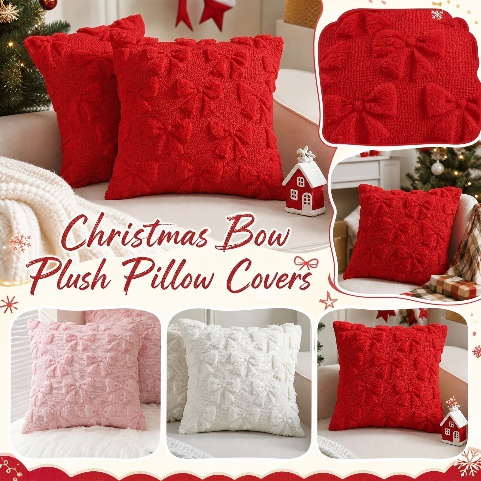 Embroidery Quilt Cover - Christmas Quilted Embroidery Plush Pillow Cover