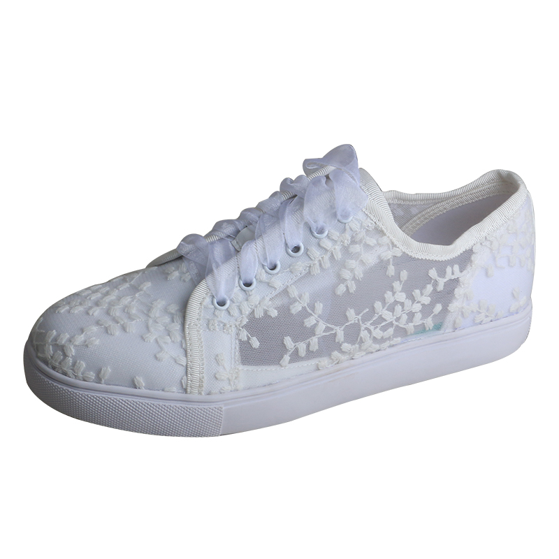 Embroidery White - Wedopus White Sneakers for Women Flat