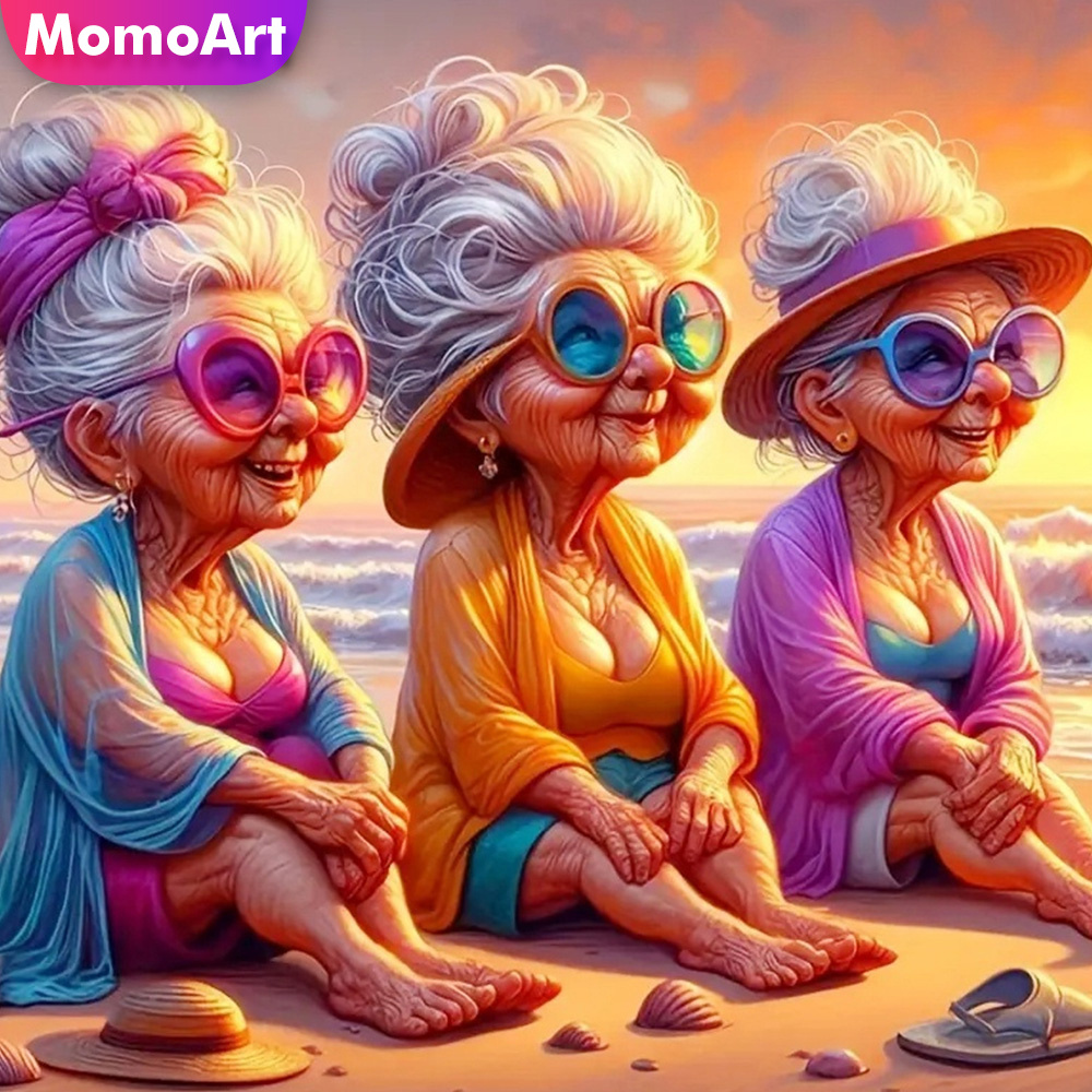 Embroidery Garments - Momoart Diamond Painting Old Lady Women