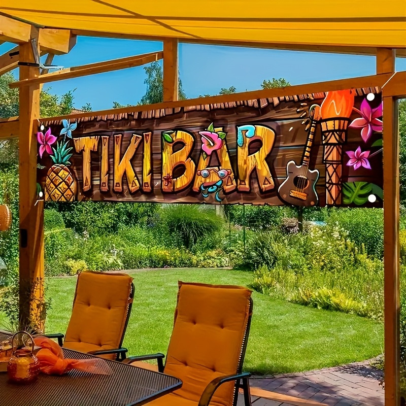 Embroidery Garden - Tiki Bar Banner Tropical Hawaiian Beach