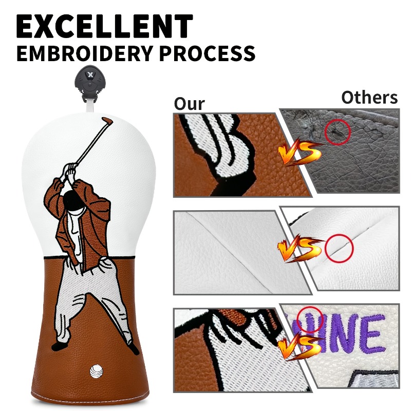 1pc High-Quality Golf Head Cov - огляд і ціна Embroidery White