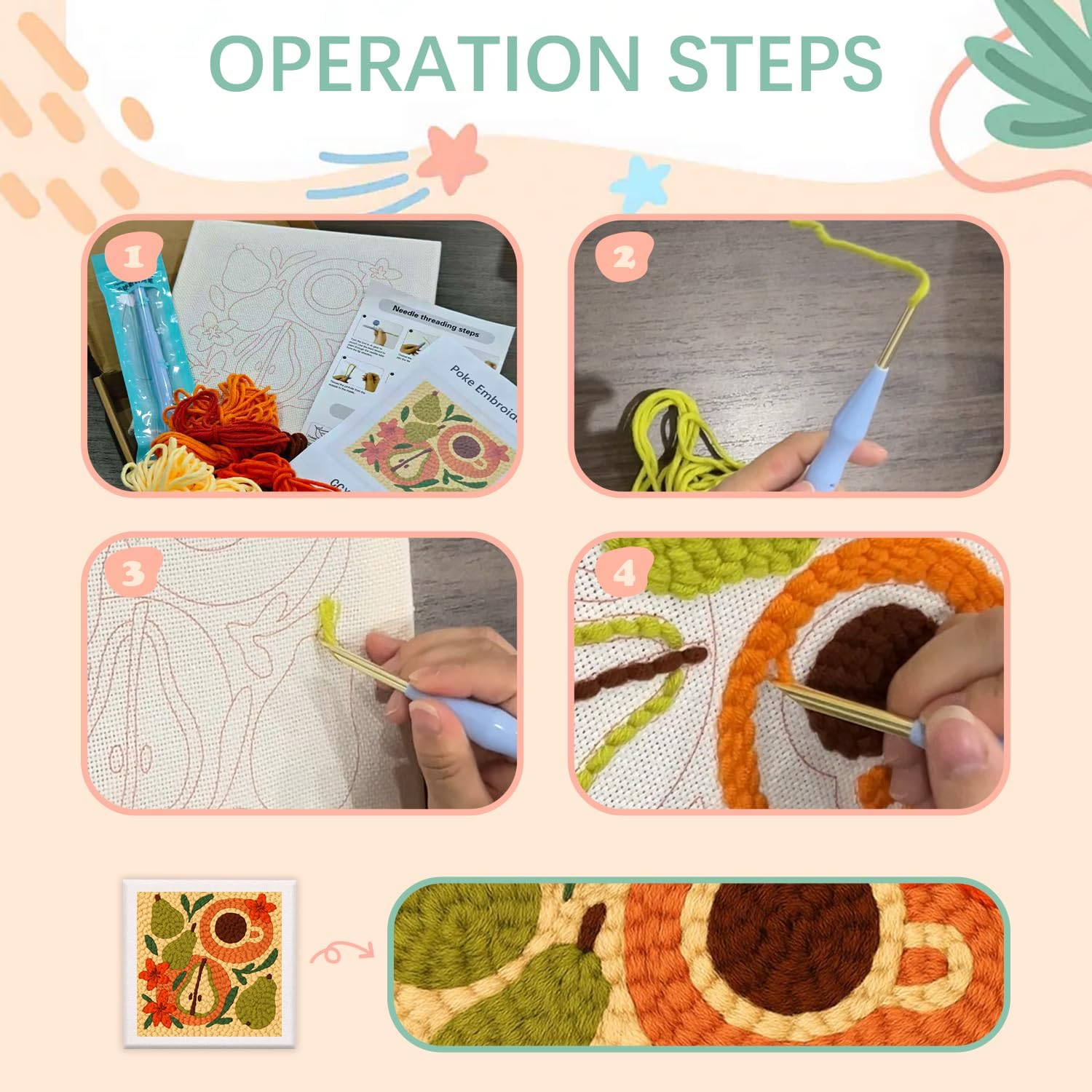 DIY punch needle Cross Stitch  - огляд і ціна Embroidery Roll Pattern