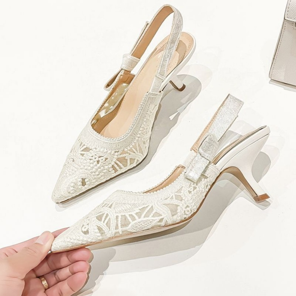 Genuine Leather High Heel Sand - огляд і ціна Embroidery White