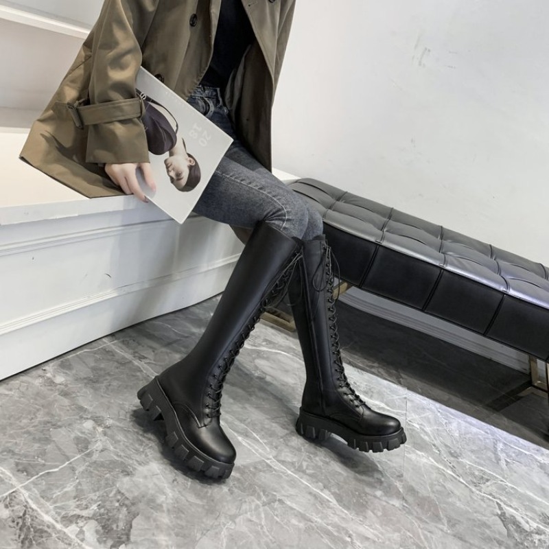 Women Knee High Boots Lace Up  - огляд і ціна Embroidery White